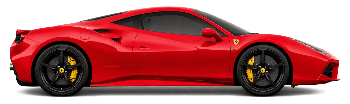 Ferrari 488 GTB 2019 side profile in Rosso Corsa
