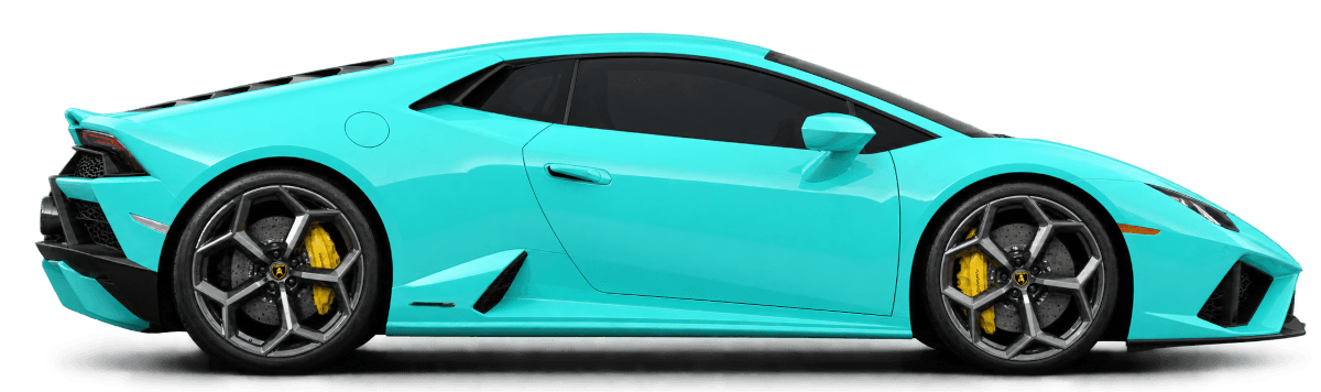 Lamborghini Huracan EVO RWD 2024 side profile in Electric Aqua