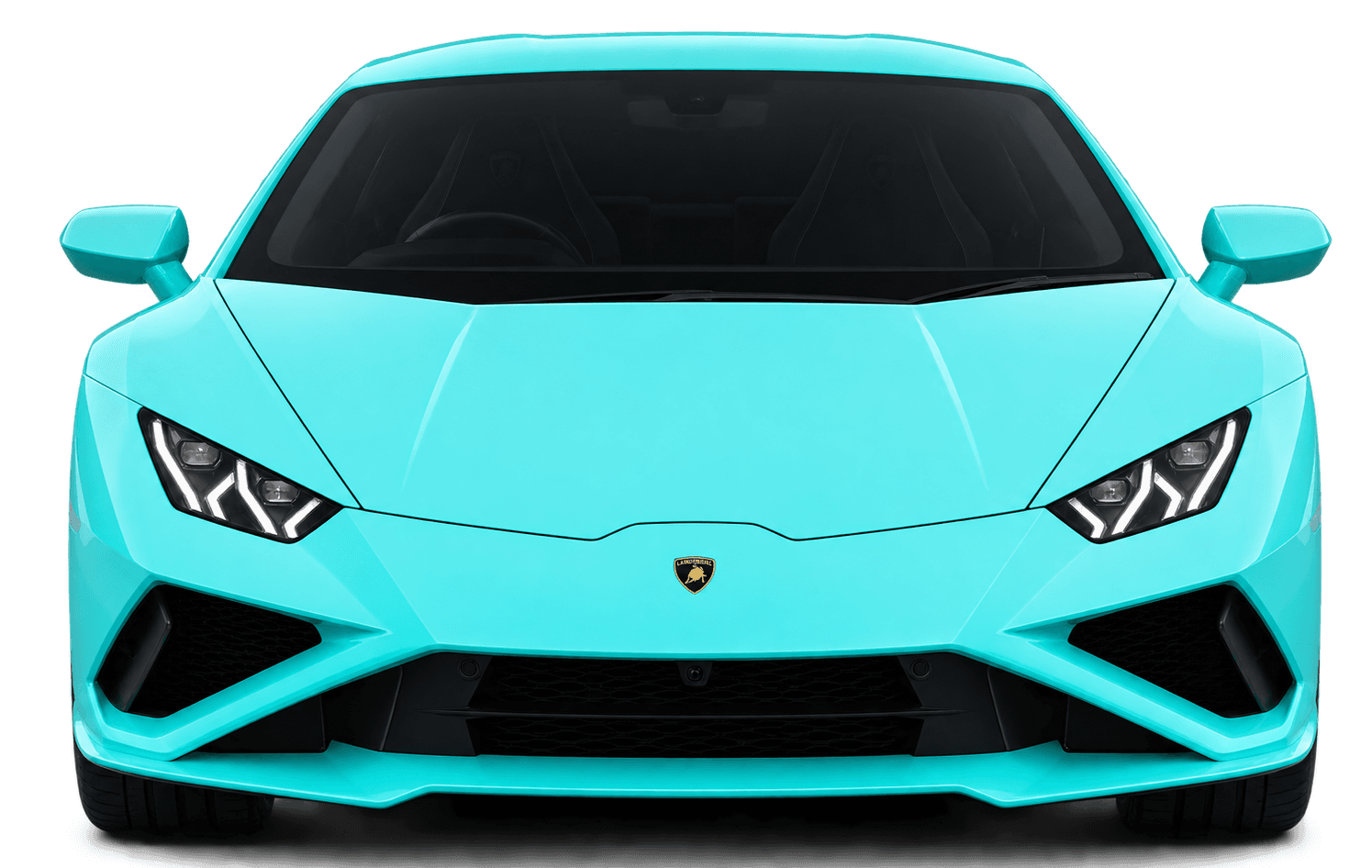Lamborghini Huracan EVO RWD 2024 front view in Electric Aqua