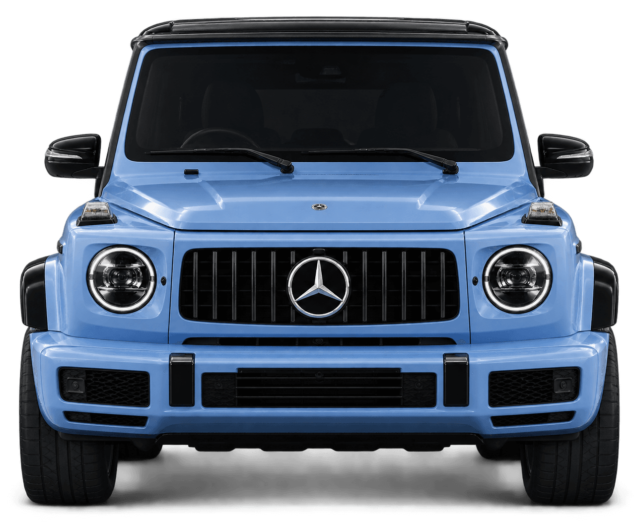 Mercedes-Benz G350 2022 front view in Vintage Blue
